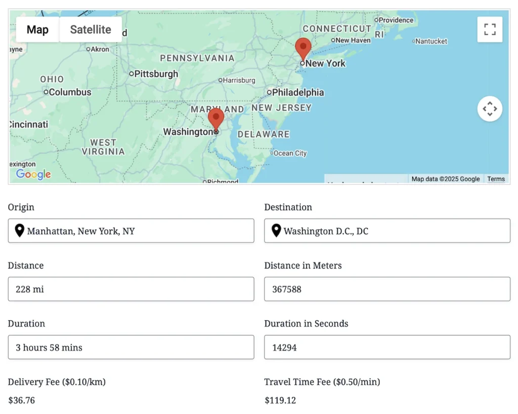 Ninja Forms Geolocation Distance Field