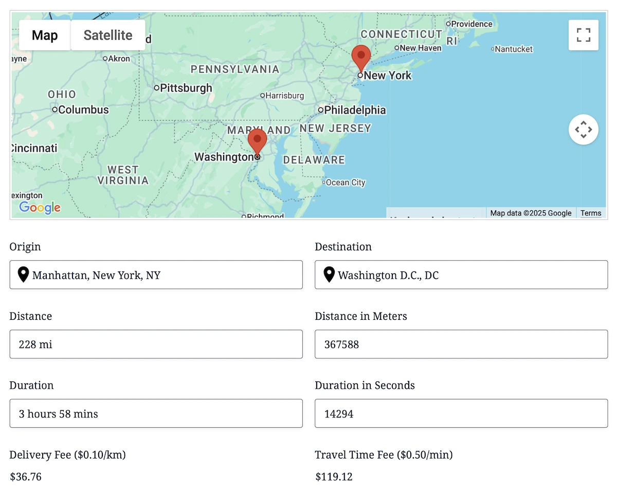 Ninja Forms Geolocation Distance Field