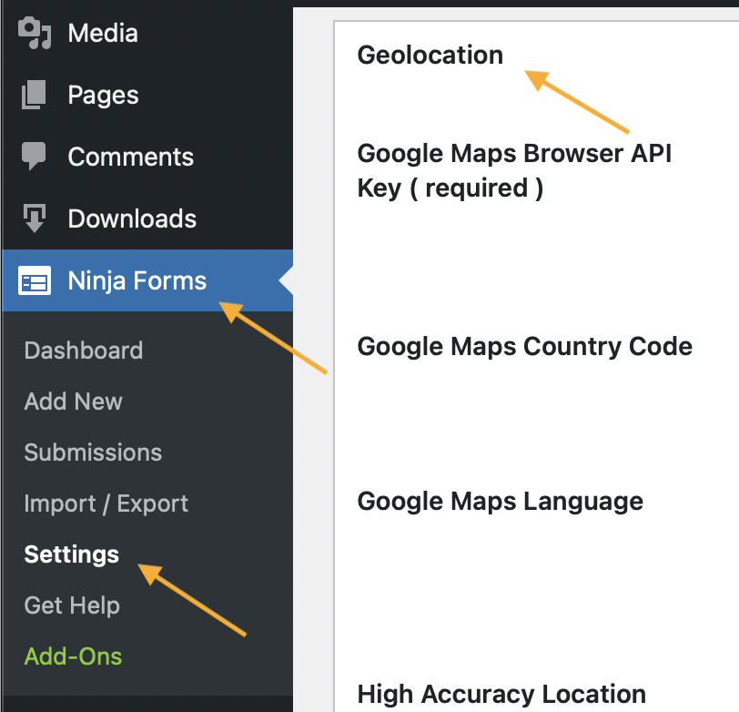 NF Geolocation Settings Page